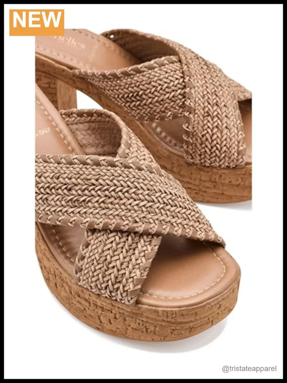 Seychelles Encore Woven Crisscross Platform Slide Sandals Whipstitch Cork